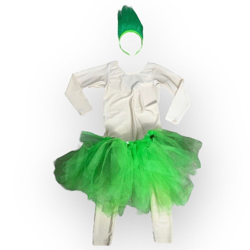 Troll Costume, Eurotard Catsuit Style Bodysuit, Green Hair Headband, Green Tutu
